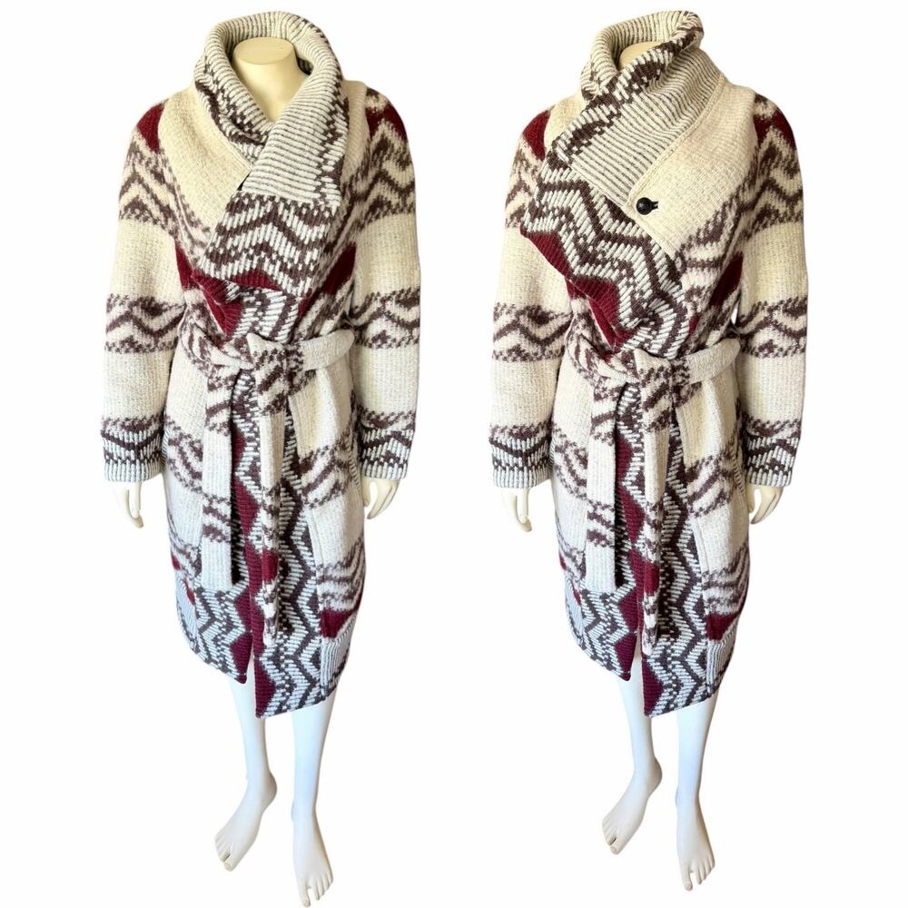 Diesel Females Knit Wool Long Cardigan Duster Sweater Aztec Coat Small